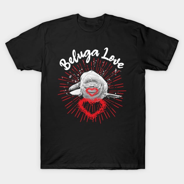 Beluga whale, Whale, Heart, Air ring, Mammal, Love T-Shirt by Strohalm